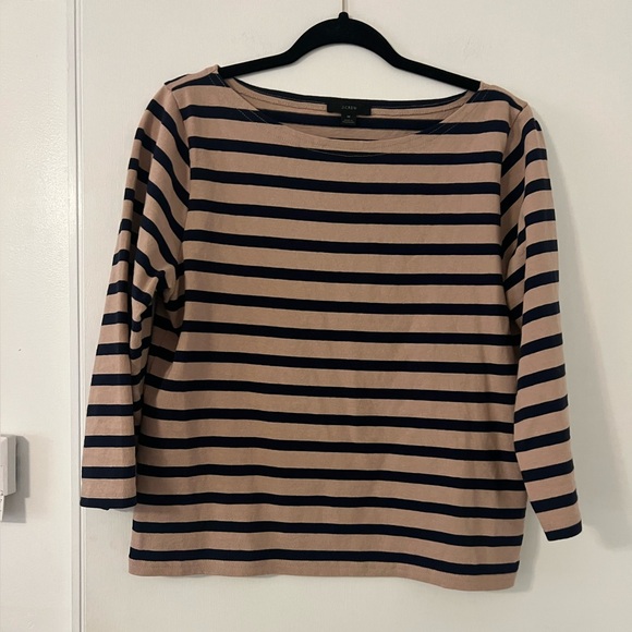 J. Crew Tops - J. Crew Striped Boatneck 3/4 Length Sleeve Tee size M (D211)